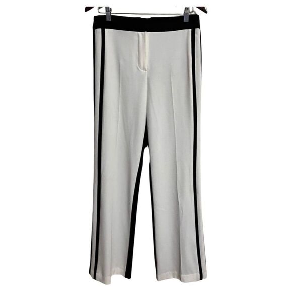 Trina Turk White Trousers with Back Stripes and Black Back Sz. 4 - Picture 1 of 8